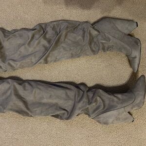 Gray Heeled Boots for Women